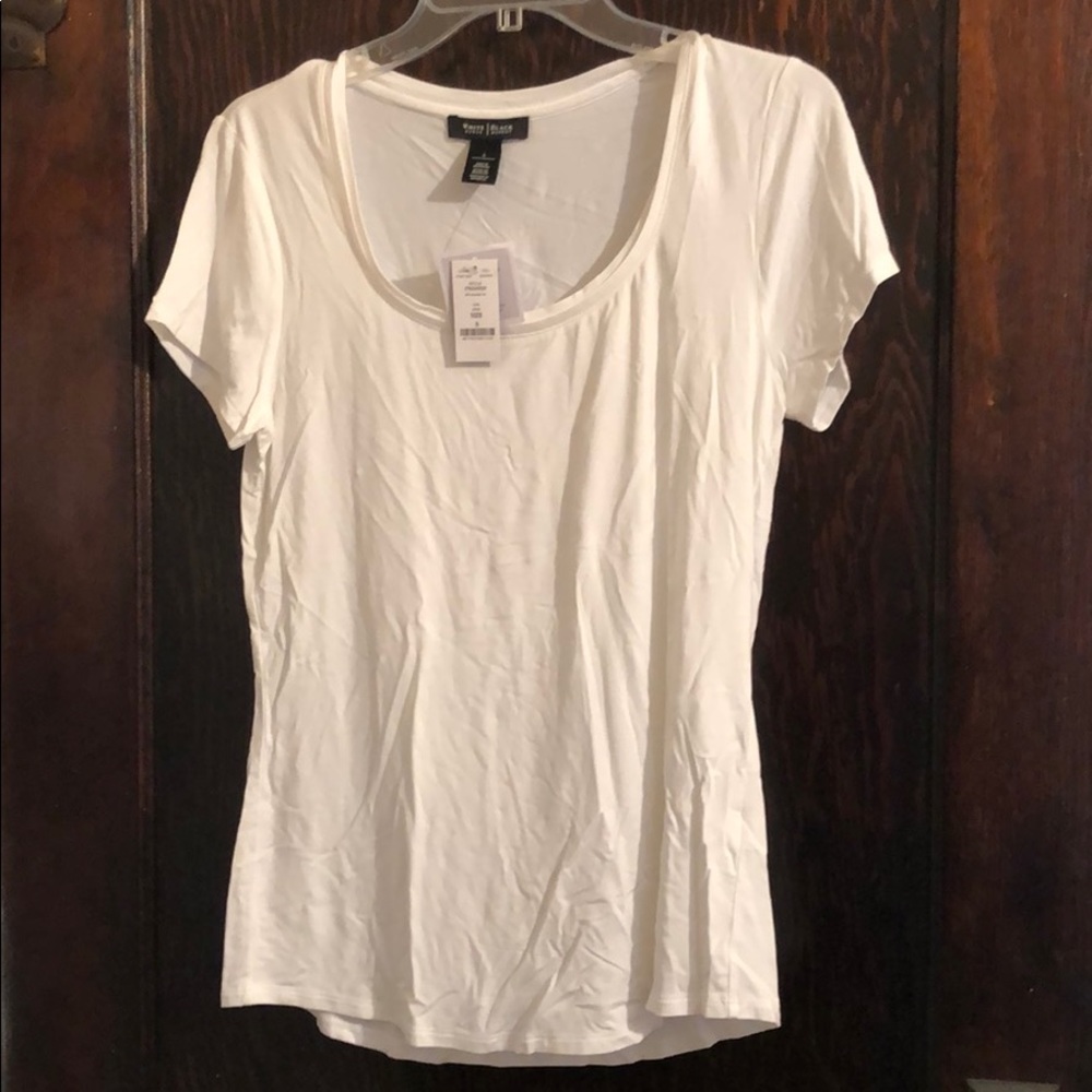 White House Black Market White Layering T, Sz S